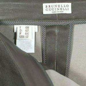 Brunello Cucinelli Size 12 Brown Leather Pants